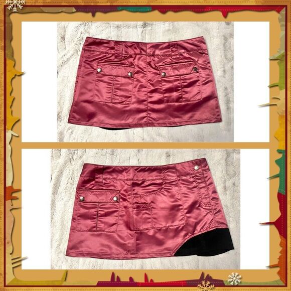 Vintage Lip Service Burgundy Skirt with Cargo Pockets & Top Set SZ Large - Picture 6 of 11